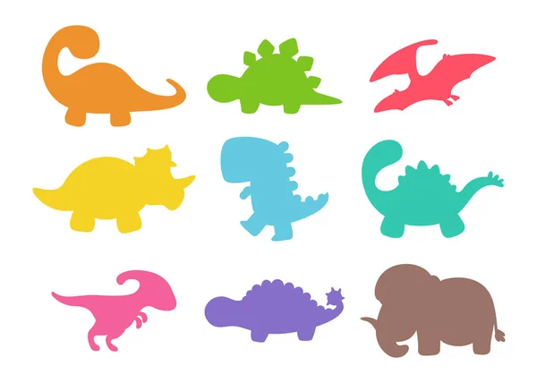 Blank Baby Dinosaur Silhouette Add Cute Text Kids Isolated Background — Stock Vector