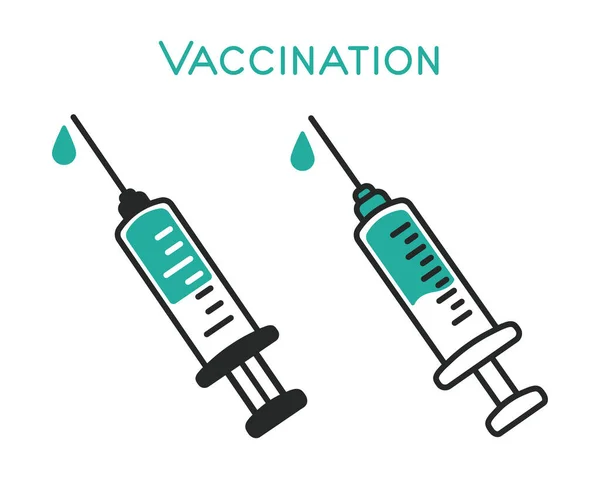 背景上分离的针对Covid 19的注射器病媒疫苗接种概念 — 图库矢量图片