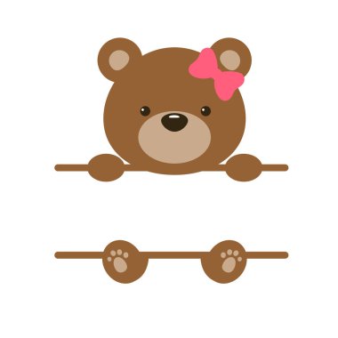 Beyaz arka planda izole edilmiş vektör pembe ayıcık kahverengi oyuncak ayı..