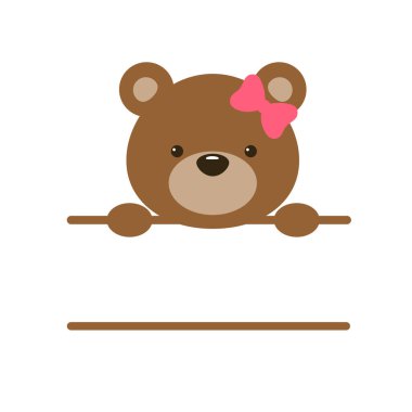 Beyaz arka planda izole edilmiş vektör pembe ayıcık kahverengi oyuncak ayı..