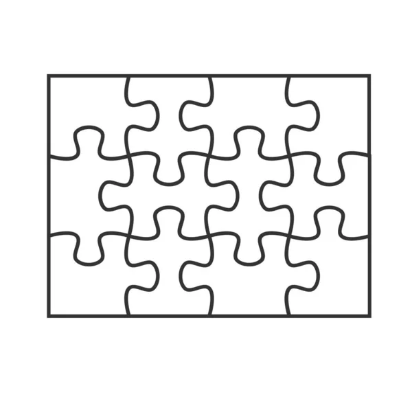 Puzzle Mockup Rompicapo Sovrapposti Nel Gioco Immagine Isolare Sfondo Bianco — Vettoriale Stock