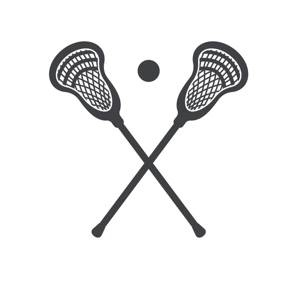 Bastoncini Lacrosse Simbolo Icona Vettoriale Illustrazione Monogramma Lacrosse Isolare Sfondo — Vettoriale Stock