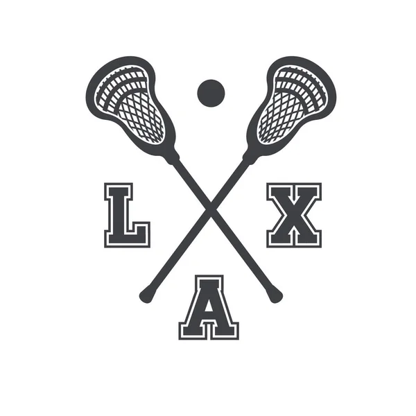 Lacrosse Μπαστούνια Εικονίδιο Διάνυσμα Εικονογράφηση Μονογράφημα Λακρός Απομόνωση Λευκό Φόντο — Διανυσματικό Αρχείο