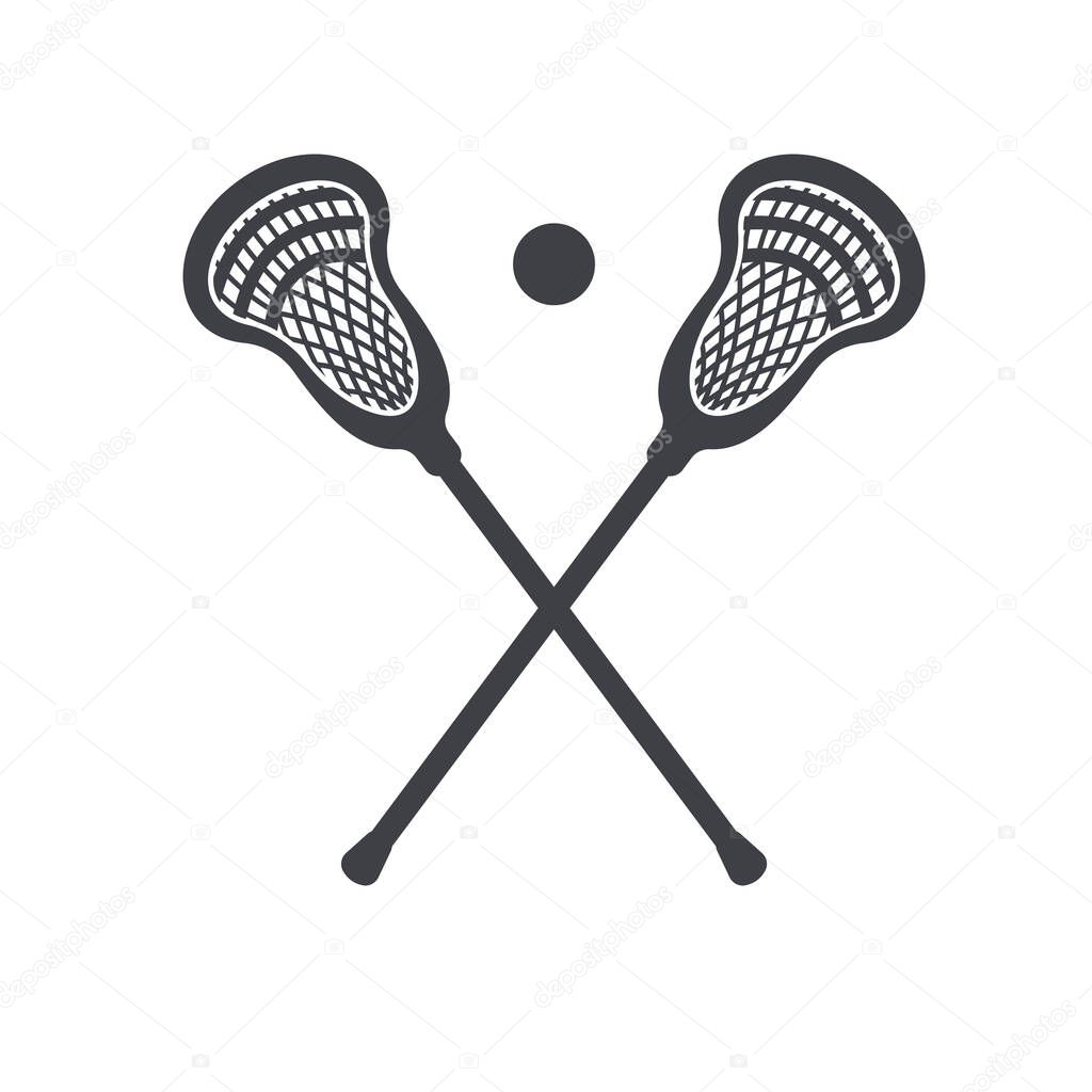 Lacrosse sticks symbol icon vector illustration. Lacrosse monogram. isolate on white background.