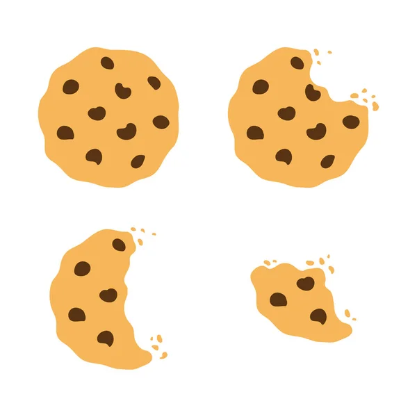 Vector Bitten Chocolate Chip Cookie Para Enviar Presentes Festivais Especiais — Vetor de Stock