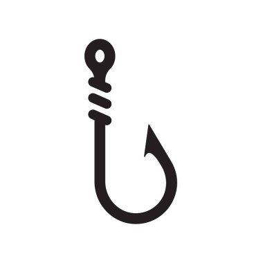 Asılan yemler için vektör olta iğnesi. Beyaz arkaplanda izole et.