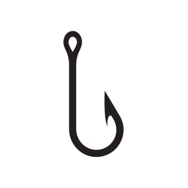 Asılan yemler için vektör olta iğnesi. Beyaz arkaplanda izole et.