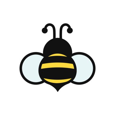 Basit bir uçan arı tasarım vektörü. Çizgi film arısı beyaz arkaplanda izole edildi.