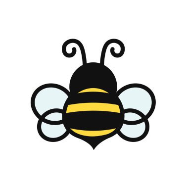 Basit bir uçan arı tasarım vektörü. Çizgi film arısı beyaz arkaplanda izole edildi.