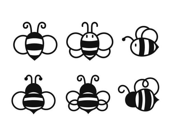Простой вектор дизайна летающей пчелы. Мультфильм пчелы изолированы на белом фоне.