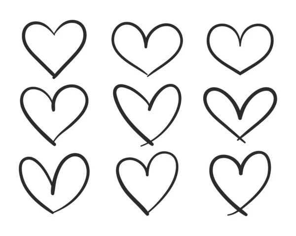 Desenho Linha Desenhado Mão Forma Coração Vermelho Para Adornar Amor — Vetor de Stock