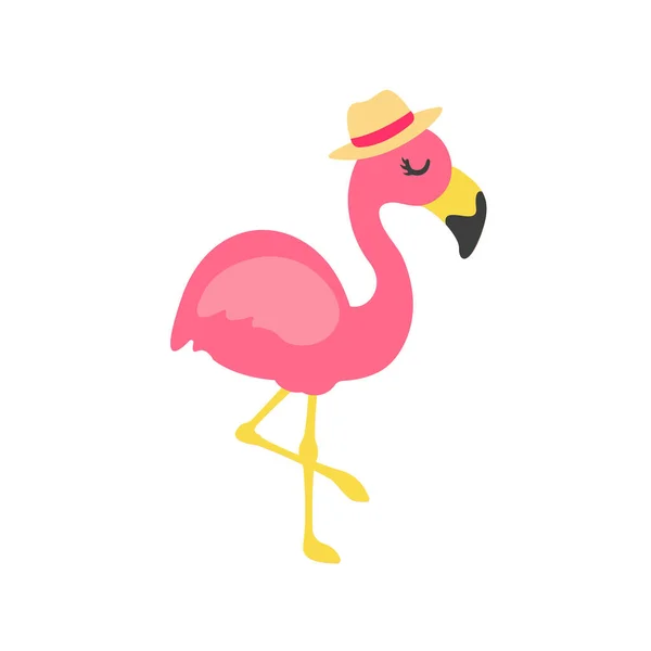 Wektorowe Flamingi Kreskówkowe Akcesoria Kwiatowe Okulary Kokardki Kapelusze Świetne Letnie — Wektor stockowy