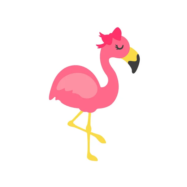 Wektorowe Flamingi Kreskówkowe Akcesoria Kwiatowe Okulary Kokardki Kapelusze Świetne Letnie — Wektor stockowy