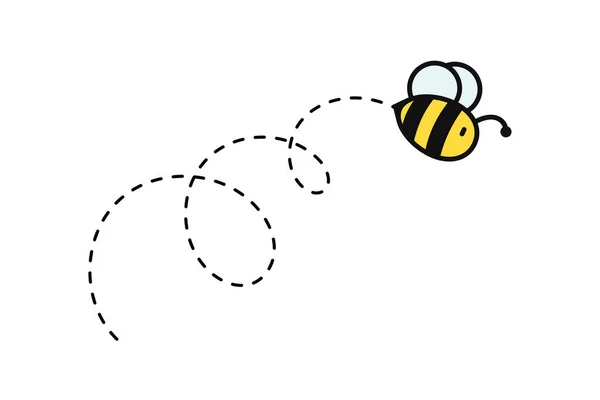 簡単な飛行蜂の設計ベクトル 白い背景に隔離された漫画の蜂 — ストックベクタ