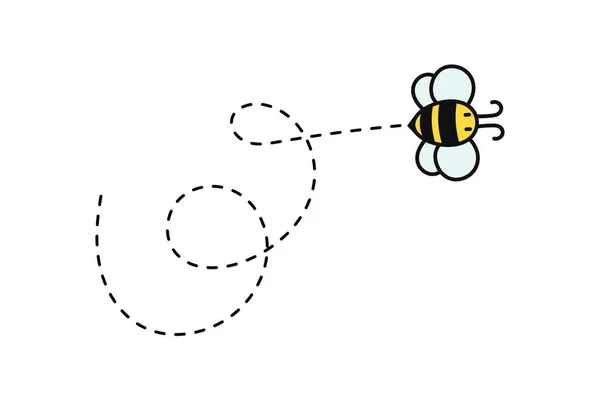 Simple Vector Diseño Abeja Voladora Abeja Dibujos Animados Aislada Sobre — Vector de stock