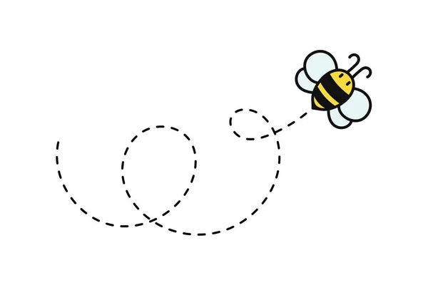 Eenvoudig Vliegende Vector Van Het Bijenontwerp Cartoon Bee Geïsoleerd Witte — Stockvector