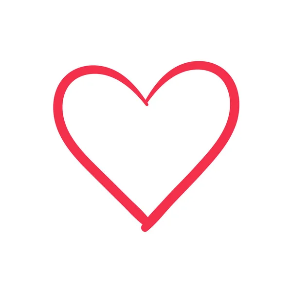 Κόκκινο Σχήμα Καρδιάς Ζωγραφισμένο Στο Χέρι Σχέδιο Για Τον Στολισμό — Διανυσματικό Αρχείο