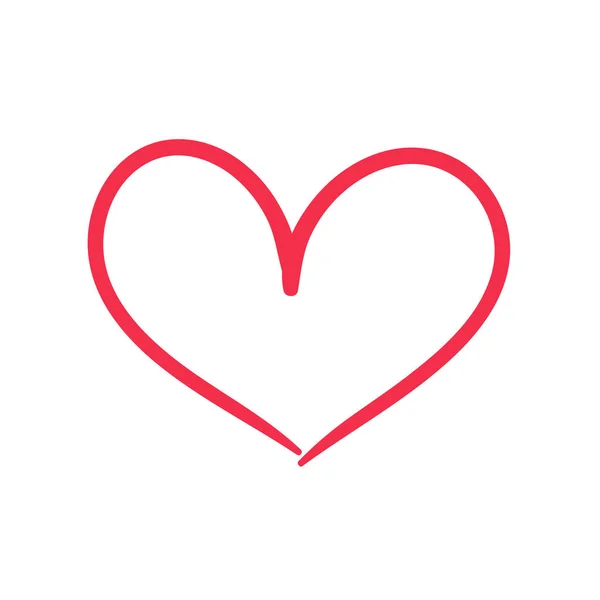 Desenho Linha Desenhado Mão Forma Coração Vermelho Para Adornar Amor — Vetor de Stock