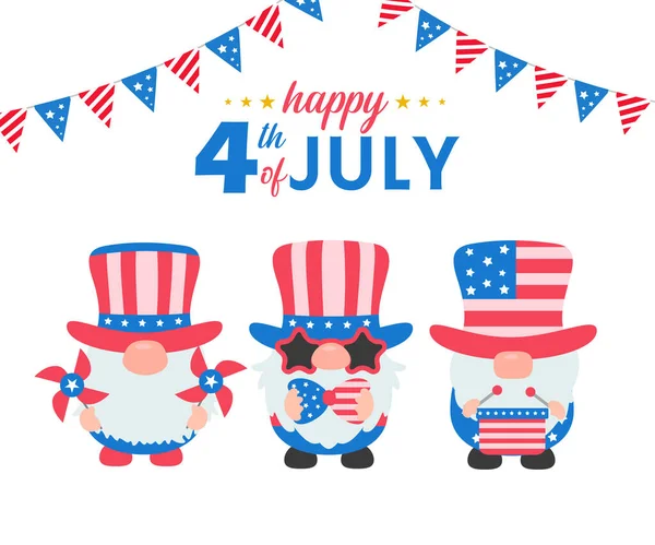 Ιουλίου Γνώμοι Φορούσαν Στολή Αμερικάνικης Σημαίας Για Γιορτάσουν Την Ημέρα — Διανυσματικό Αρχείο