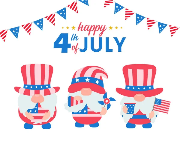 Ιουλίου Γνώμοι Φορούσαν Στολή Αμερικάνικης Σημαίας Για Γιορτάσουν Την Ημέρα — Διανυσματικό Αρχείο