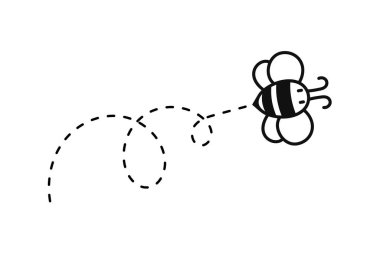 Arı uçma yolu. Noktalı bir çizgide uçan bir arı Bala giden bir arının uçuş yolu.