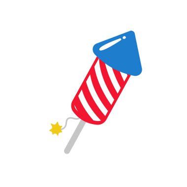 Amerikan bayrağı havai fişek roketi Amerika 'nın Bağımsızlık Bildirgesini kutlamak için gökyüzünde.