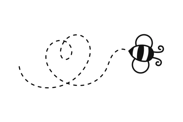 蜂の飛行経路 蜂が点線で飛んでいるミツバチの飛行経路は蜂蜜へ — ストックベクタ