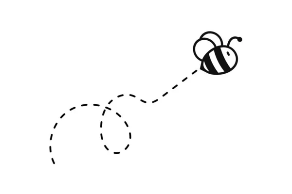 Caminho Das Abelhas Uma Abelha Voando Uma Linha Pontilhada Trajetória —  Vetores de Stock