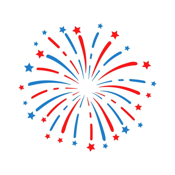 7月4日 美国国旗烟花 庆祝美国独立日 — 图库矢量图片