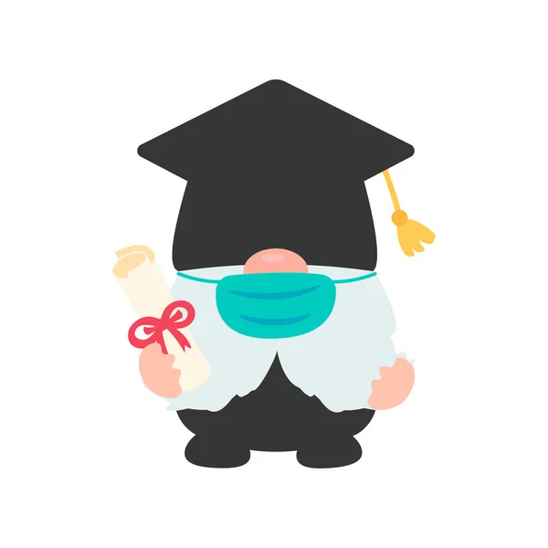 Clase 2021 Gnomos Con Diploma Graduación Superior Aislar Sobre Fondo — Vector de stock