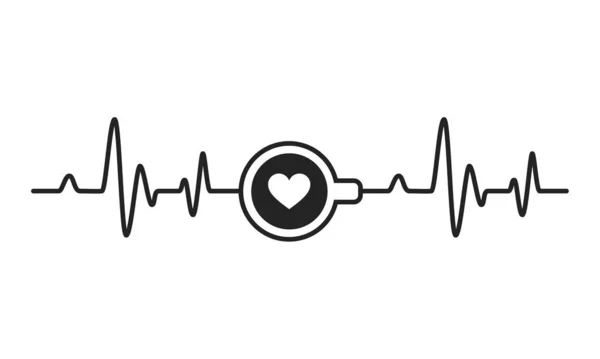 Heartbeat Vektor Grafer Ett Snabbt Hjärtslag Från Koffeinfritt Morgonkaffe — Stock vektor