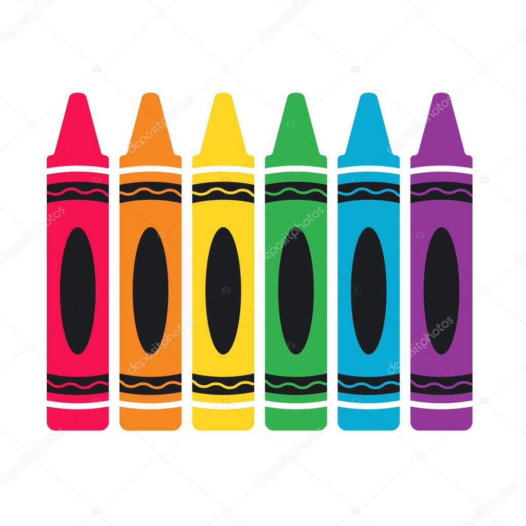 Colorful crayon vector Concept of back to school. Isolated on white background.