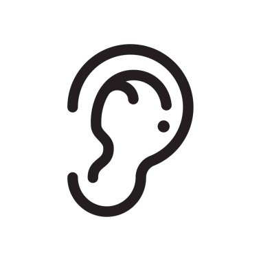 Ear icon. Ear line design The concept of hearing problems Isolated on background