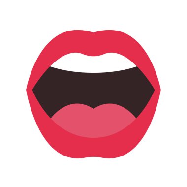 Mouth icon. Lips that open their mouth until they see teeth and tongue inside the mouth.