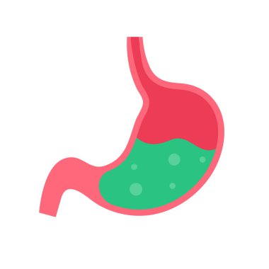 Stomach icon. The stomach contains gastric juice to aid digestion and ascend to the intestine.