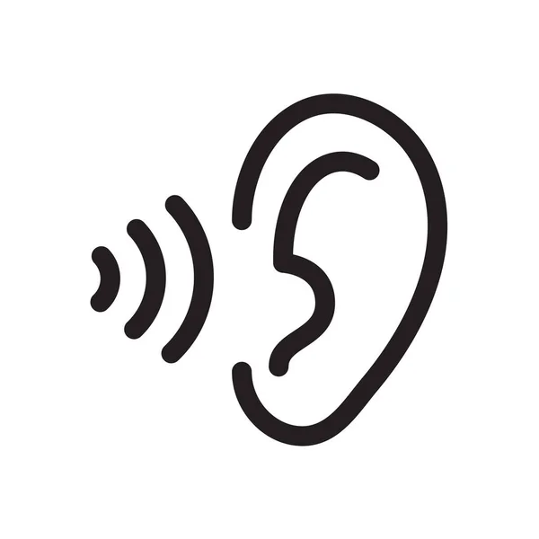 Ikona Ucha Návrh Ušní Šňůry Koncept Sluchových Problémů Izolovaný Pozadí — Stockový vektor