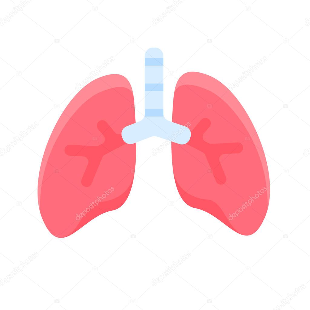 Lung icon. Lungs help to breathe oxygen into the human body. Body care concept