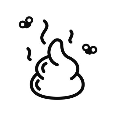 Shit icon. Yellow feces that smell so bad that flies fly around. Simple flat vector design.