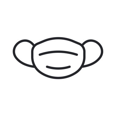 yüz maskesi simgesi. Yüksek ateşi olan hastalarda virüsü önlemek için tıbbi maske..