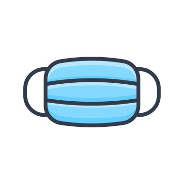 yüz maskesi simgesi. Yüksek ateşi olan hastalarda virüsü önlemek için tıbbi maske..
