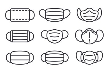 yüz maskesi simgesi. Yüksek ateşi olan hastalarda virüsü önlemek için tıbbi maske..