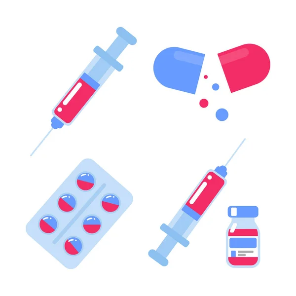 Icônes Vaccin Médecine Pour Aider Les Patients Concept Prévention Des — Image vectorielle