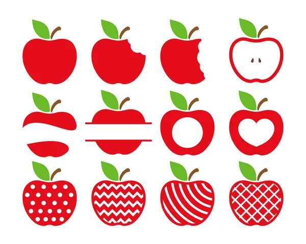 Ikona Jabłka Czerwone Jabłko Które Zostało Ugryzione Koncepcja Edukacji Szkolnej — Wektor stockowy