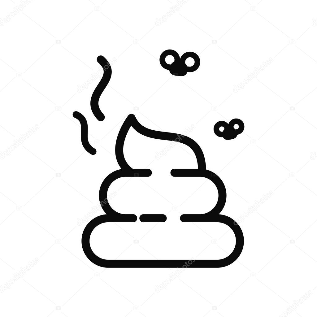 Shit icon. Yellow feces that smell so bad that flies fly around. Simple flat vector design.