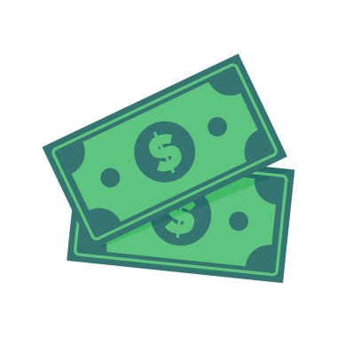 Para ikonu. Yeşil banknotlar çok değerlidir. Milyoner konsepti para harcıyor.