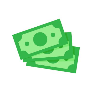 Para ikonu. Yeşil banknotlar çok değerlidir. Milyoner konsepti para harcıyor.