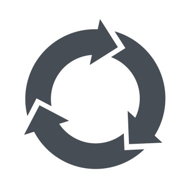 Geri dönüşüm simgesi. Geri dönüştürülmüş kavramı tekrar tekrar kullanan bir ok.