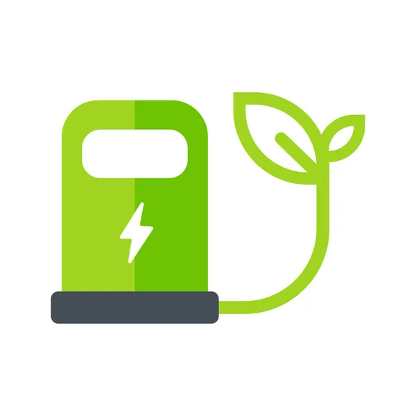 电动汽车充电器图标 电动汽车充电平台 自然能源的概念 — 图库矢量图片