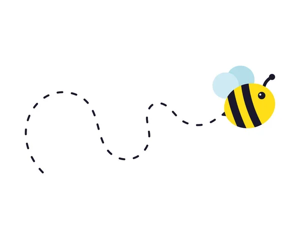 Camino Vuelo Abejas Una Abeja Volando Una Línea Punteada Trayectoria — Vector de stock