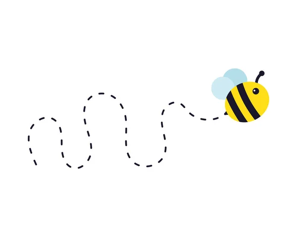 Trajectoire Des Abeilles Une Abeille Volant Pointillé Trajectoire Vol Une — Image vectorielle